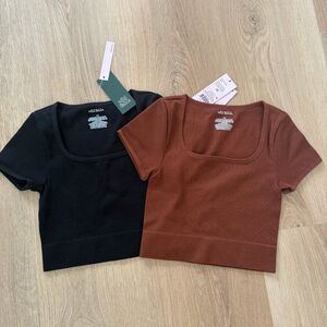 Wild Fable Ribbed Crop Top Bundle size XS (Black + Rust)